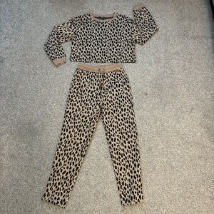 SHEIN Leopard Print Pajama Set - Black and Tan